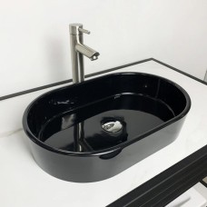 Умывальник BESTE цвет чёрный, 540x350 без отв. для смесителя и перелива (1 сорт) BESTE NEW
