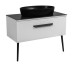 Тумба Сiєна білий мат зі стільницею 100 см та умивальником One 67 см Овал чорний Aqua Rodos