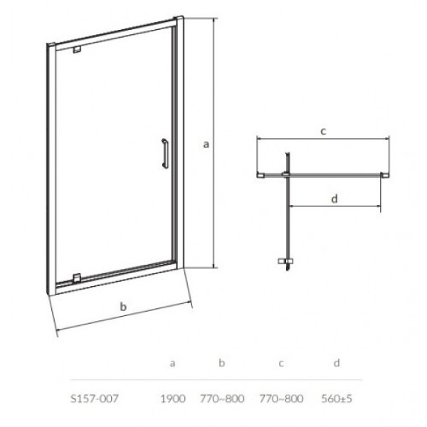 Дверца душевой кабины ARTECO PIVOT 80Х190