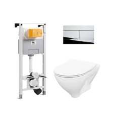 Комплект (OLI120, кнопка хром SLIM,унітаз з сидінням Mille)