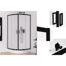 Душова кабіна півкругла SUVIA BLACK 2D R55 90x90х190 скло satin ACTIVE SHIELD 5мм, захисне покриття Душова кабіна півкругла SUVIA BLACK 2D R55 90x90х190 скло satin ACTIVE SHIELD 5мм, захисне покриття