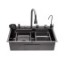 Кухонна мийка Kroner KRP Schwarze - SET7545F4HM PVD (3.0/0.8 мм) Kroner