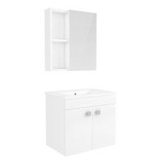 ATLANT комплект меблів 60см білий: тумба підвісна, 2 дверцят + дзеркальна шафа 60*60см + умивальник меблевий