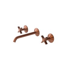 LIGNAGE CROSS, Смеситель для умывальника на 3 отверстия, настенный, brushed copper (100379593) LIGNAGE CROSS
