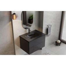 Тумба + умивальник із вбудованою стільницею AKYA CLASSIC 76x52,5x51 gun metal, сифон клік клак чорний мат Тумба + умивальник із вбудованою стільницею AKYA CLASSIC 76x52,5x51 gun metal, сифон клік клак чорний мат