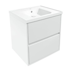 TEO комплект меблів 65см білий: тумба підвісна, 2 ящики + умивальник накладний