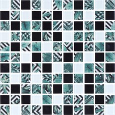 Мозаика стеклянная GMP 0825021 С3 print 24/white/black 300 x 300 х 8 ( 25 х 25 ) Керамика Лео УКРАИНА