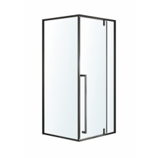 MORA 90-C душевая кабина 90*90*200 см квадратная, дверь распашная, профиль черный матовый, стекло прозрачное