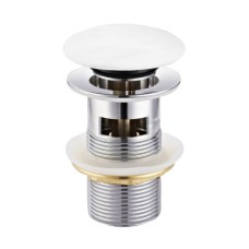Донный клапан click-clack с переливом, керамической накладкой, латунь, 1 1/4", de la blanco Донный клапан click-clack с переливом, керамической накладкой, латунь, 1 1/4", de la blanco