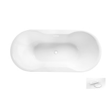 Ванна акриловая NAVIA ретро 160х80 с сифоном клик-клак и декоративной накладкой в белом цвете