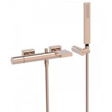 Змішувач для ванни Tres Project-Tres з ручним душем, тримачем і шлангом, матове рожеве золото 21117001OPM