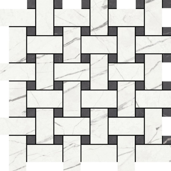 Мозаїка 34x34 Mosaic Basket Muse White/Coal-Muse-DC1001 з колекції Muse Aleluia