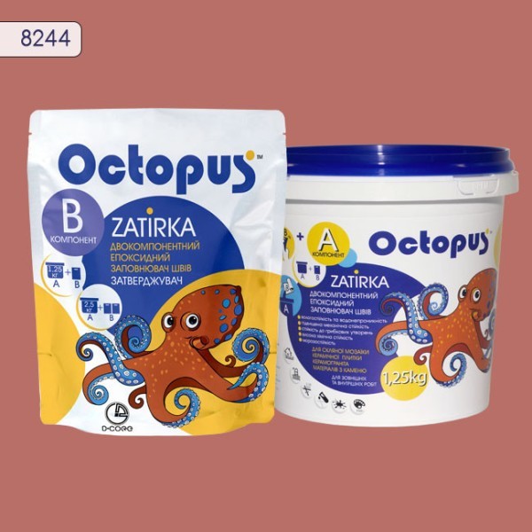 Двокомпонентна епоксидна затирка фуга для плитки і мозаїки ТМ "OCTOPUS",  колір 8244 1,25 кг 