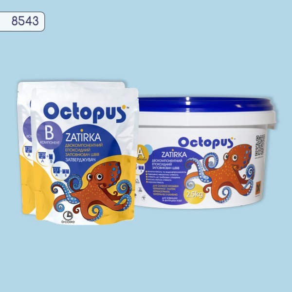 Двокомпонентна епоксидна затирка фуга для плитки і мозаїки ТМ "OCTOPUS", колір небесний 2,5 кг. 