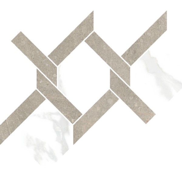 Мозаїка (29x32) 66046 Intreccio Silver Sat. Inserto Statuario - Mexicana з колекції Mexicana Cerdomus