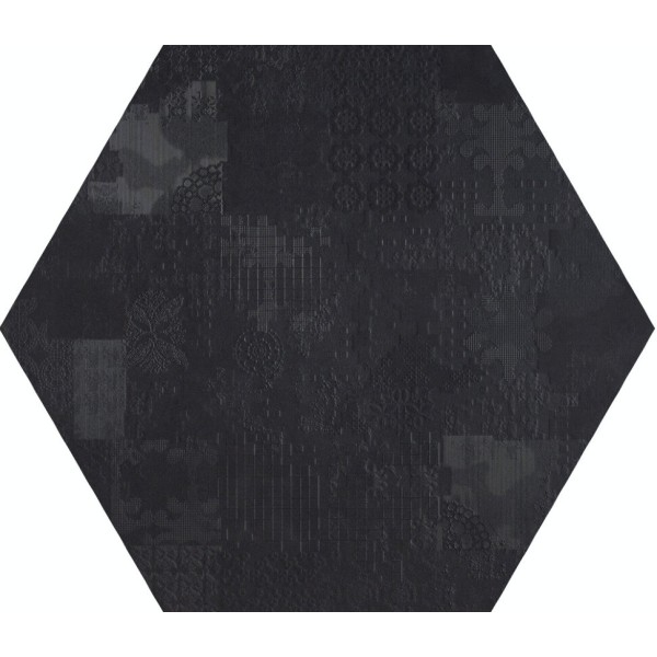 Плитка (60x60) Pudd74 Esagono Decor Nero - Dechirer из коллекции Dechirer Mutina