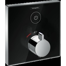Термостат скрытого монтажа ShowerSelect Glass на 1 клавишу, черный/хром (15737600)