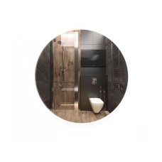 Зеркало AMATO, круглое, стекло стандарт 4 мм, подсветка на стену белая, кнопка снизу в центре, еврокромка, 600х600 (1 сорт)