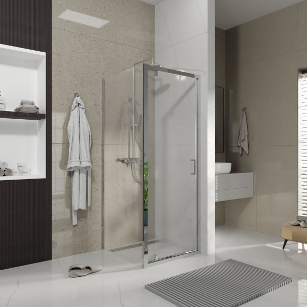 Душевые двери открывающиеся одноэлементные Line Pro 800 мм, chrome, стекло 6мм clear Koller Pool