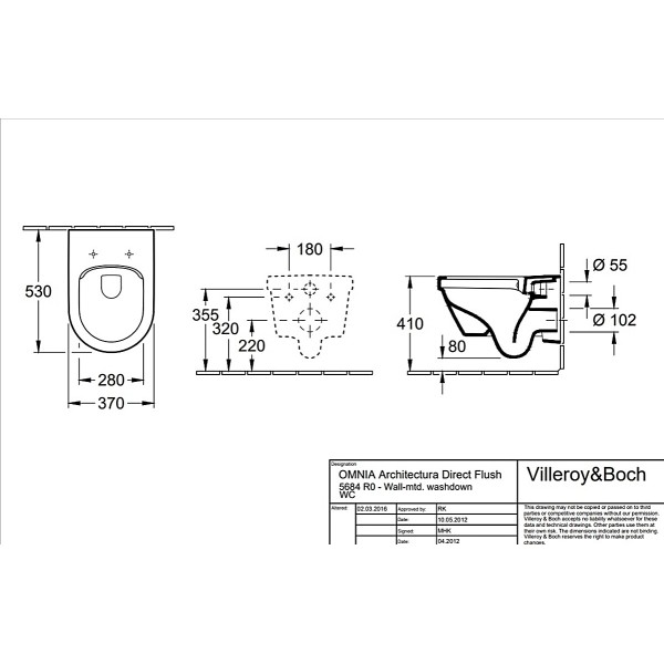 ARCHITECTURA  Унітаз підвісний Rimless 53 см (5684R001)