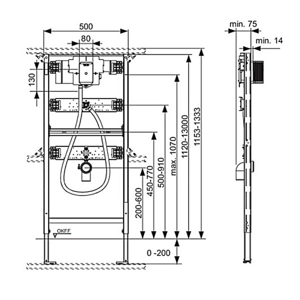 Инсталляционный модуль 112 см для писсуара 230/12 V TECE (9320013)