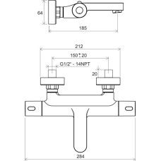 TE 023.00/150 Термостатичний змішувач для ванни 300, настінний без лійки 150 мм