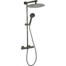 Система душ. з термостат. змішувачем TREVI BLACK (лійка верх. Slim 30 см, лійка руч.3-F) gun metal, FERRO Система душ. з термостат. змішувачем TREVI BLACK (лійка верх. Slim 30 см, лійка руч.3-F) gun metal, FERRO