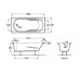 GENOVA ванна 150*70см, крилова прямокутна, біла, регульовані ніжки в комплекті, об`єм 158л