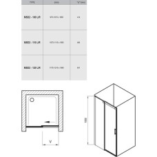 Душові двері MSD2- 120 L Сатин TRANSPARENT