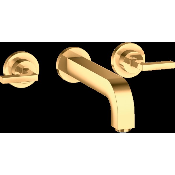 Смеситель Axor Citterio 222 Lever для умывальника со стены на 3 отверстия 39147990 Polished Gold Optic