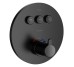 SMART CLICK змішувач для ванни, термостат, прихований монтаж, 3 режими, кнопки з регулюванням потоку, кругла накладка, латунь, чорний