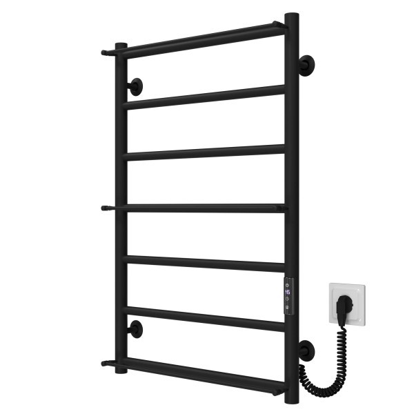 Полотенцесушитель электрический Ladder П7 500х800 Deffi нержавеющая сталь (Черный, JD03, Правое подключение)