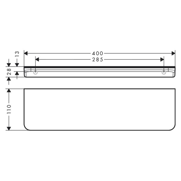 Поличка 40,0/34,0 х 11,0 см Axor Universal Circular, Brushed Black Chrome (42844340)