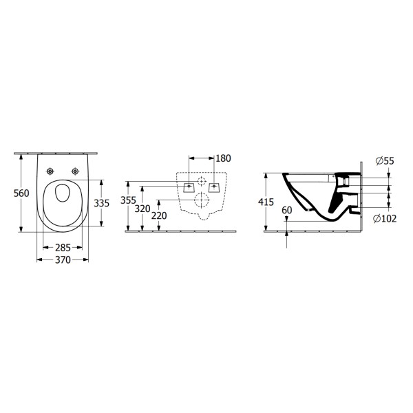 SUBWAY 3.0 Унитаз подвесной Rimless TwistFlush 56 см + сиденье 8M60S101 (4670T901)