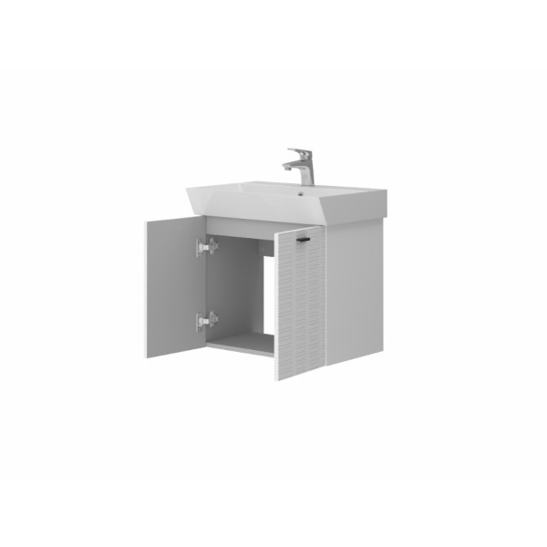 484060W Flow Тумба 60 з умивальником та ручками, білий матовий (1 сорт)