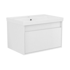 LABE комплект меблів 65см, білий: тумба підвісна, 1 ящик + умивальник накладний арт i110301