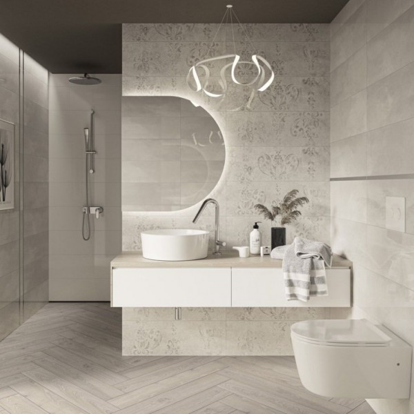 Плитка стеновая Silence Silver RECT Блеск 25x75 код 6979 Ceramika Paradyz Paradyz