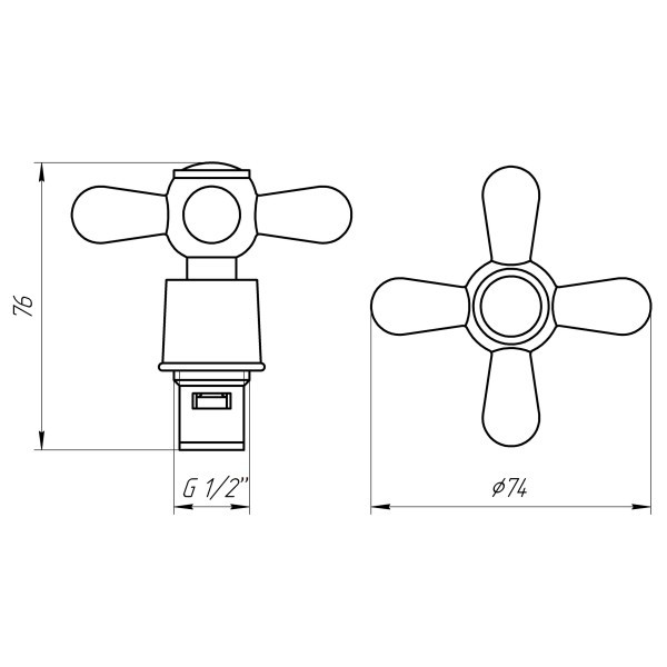 Рукоятка + Кран-букса Globus Lux SHARM GBC-02S-CER (2шт) Globus Lux