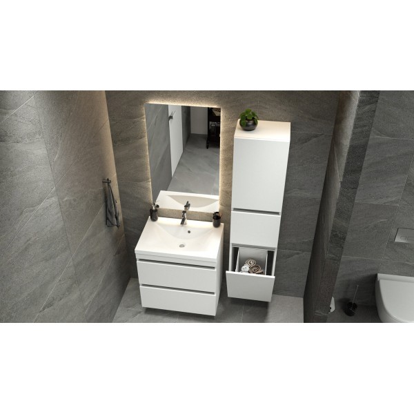 Пенал Borneo-2 с корзиной белый матовый Fancy Marble