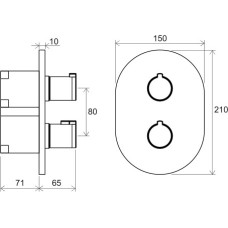 CR 067.00 Термостатичний змішувач прихованого монтажу хром – трьох режимний для R-box multi