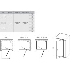 Душевые двери PDOP 2- 120 Белый/Хром TRANSPARENT