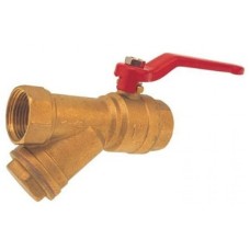 Кран кульовий з косим фільтром 3/4" FERRO Кран кульовий з косим фільтром 3/4" FERRO