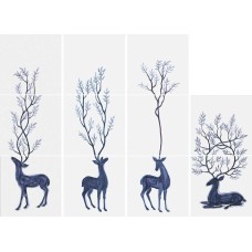 Декор (20x60) Il Bosco Dei Cervi 2 (set 3pcs) 20*20 - (Bianco Extra) - Il Bosco dei Cervi з колекції Fornasettiana Il Bosco dei Cervi