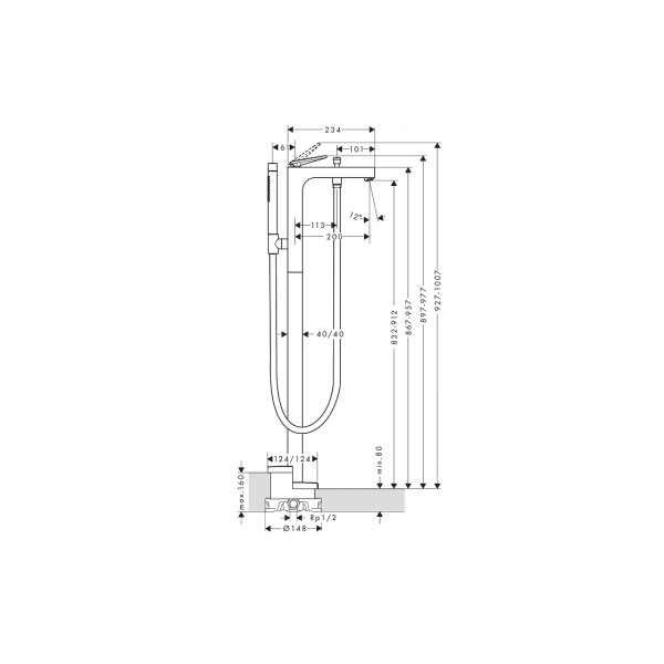 Змішувач Axor Citterio Lever  для ванни підлоговий , Polished Black Chrome 39440330