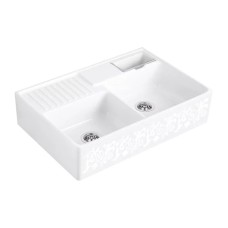 DOUBLE-BOWL SINK Кухонна мийка з двома чашами 895x220x630 б/о (632391KT) Decor White Pearl