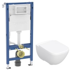Ком-т (инсталл. с-ма DUOFIX 2в1 458.103.00.2+ чаша MODO Rimfree, прямоуголь+сиденья дюропласт, эт.пад.Click2Clean