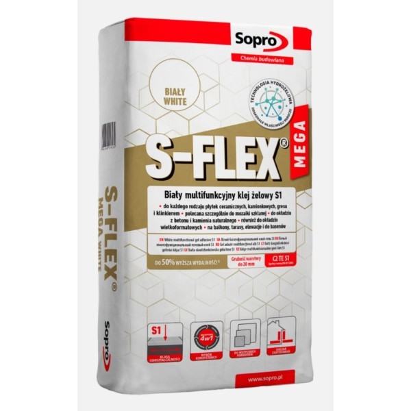 Клей для плитки Sopro S-Flex Mega White 213 (22,5 кг) Sopro