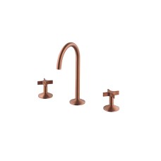 LIGNAGE CROSS, Смеситель для умывальника на 3 отверстия, brushed copper (100311384) LIGNAGE CROSS
