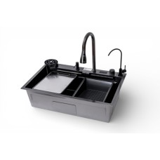 Мийка кухонна TWITER-2 7546 чорна з нержавіючої сталі 75*46*22 BLACK ( А0059849 )