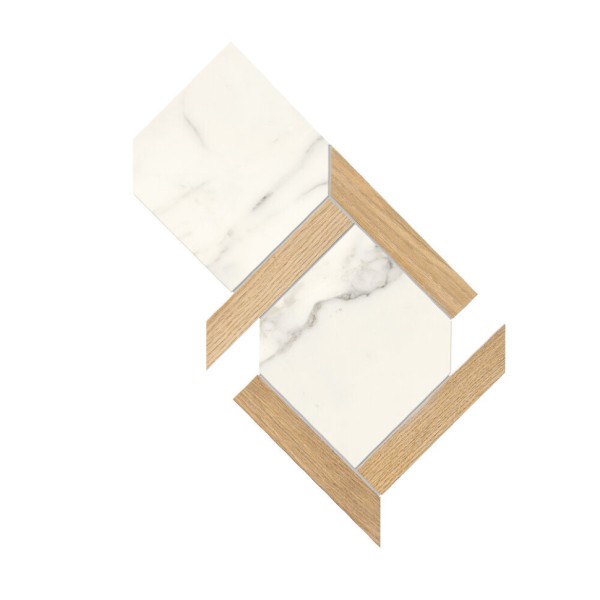 Мозаїка (22.3x45) INF246 Infinito2.0Mosaico Esagona Original Calacatta Glossy - Infinito 2.0 з колекції Infinito 2.0 Fondovalle